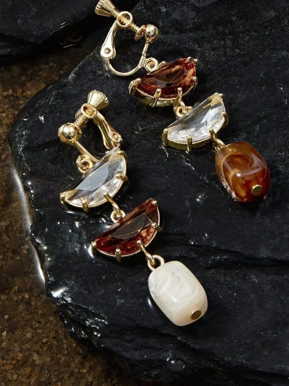 Multicolor Elegant Women's Dangle Earrings with Pearl Crystal Design